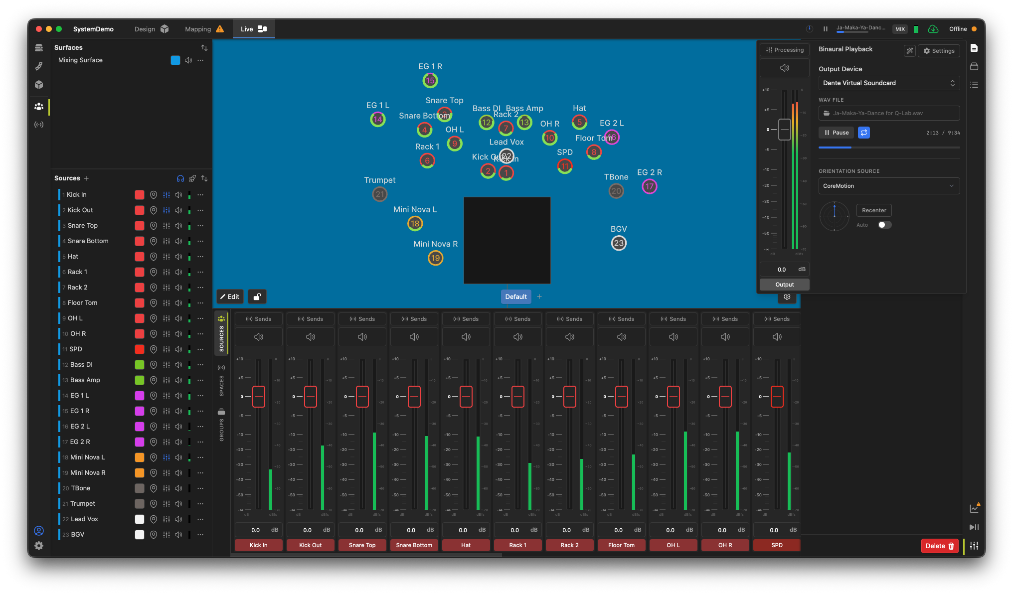 Mix Auralization Mode playback controls